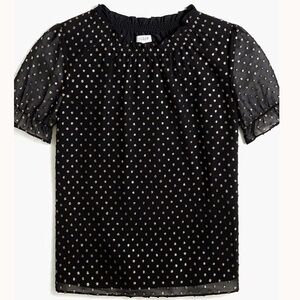 NWT J. Crew Ruffleneck top with foil clip dot